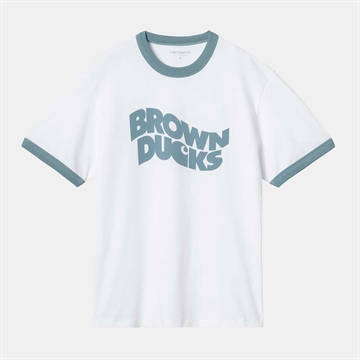 Carhartt WIP T-shirt s/s Browns Ducks Ringer W White / Dusty Ice